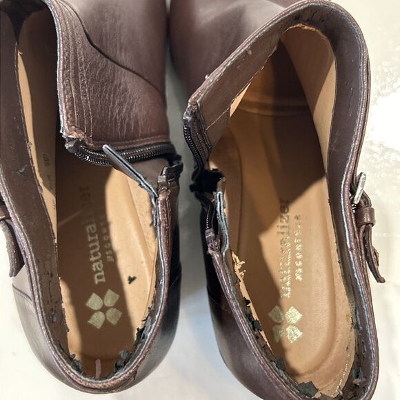 Naturalizer Contour Wedge Booties Brown Leather Zip Ankle Boots Women's 8 - Picture 12 of 14